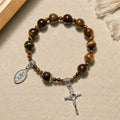 10mm Yellow Tiger's Eye Stone One Decade Rosary Bracelet
