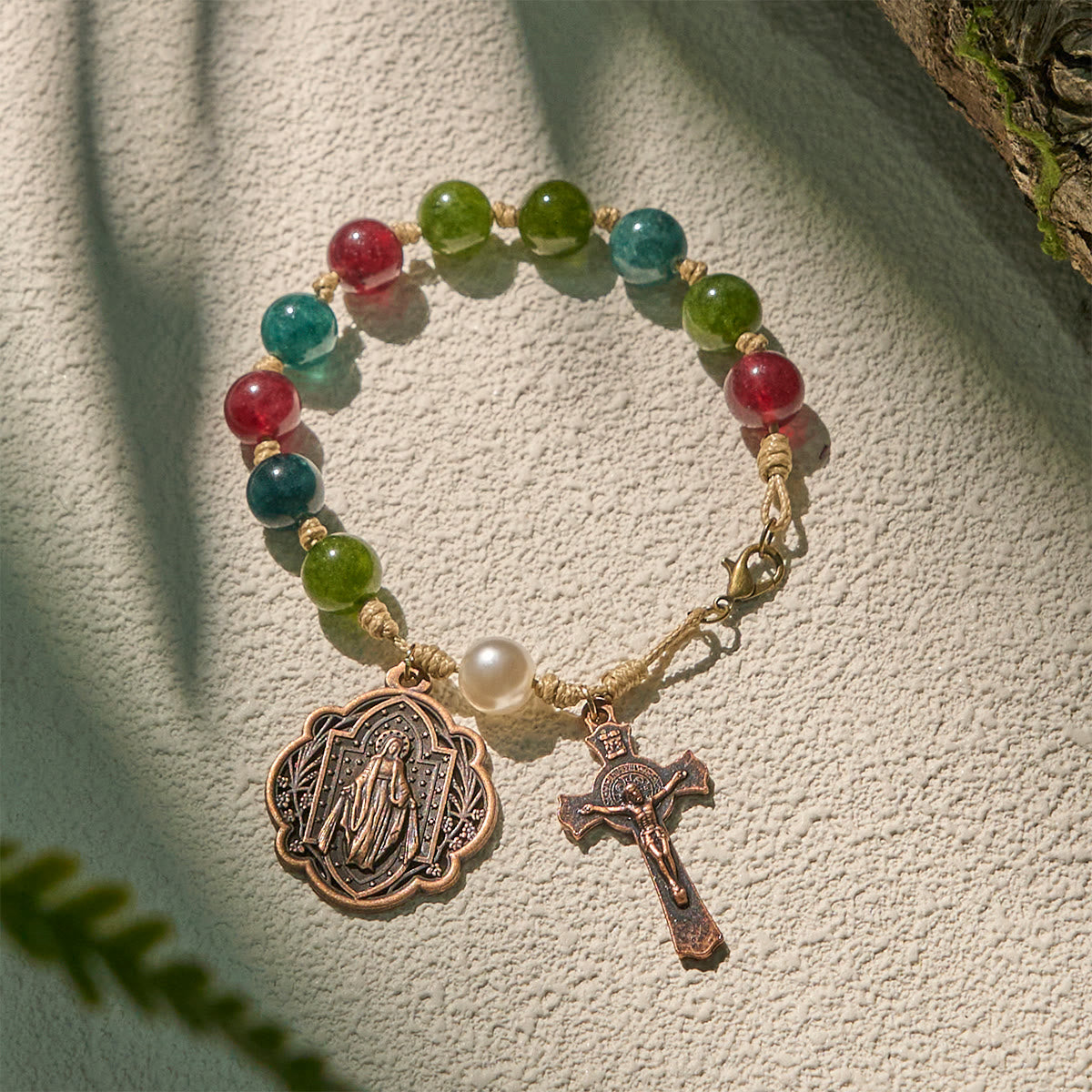 10mm Natural Tourmaline Agate Bracelets with Miraculous Medal